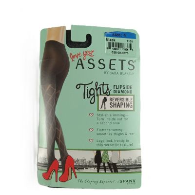 Spanx Assets Women's Reversible Shaping Tights Size 4 Black Flipside Diamond